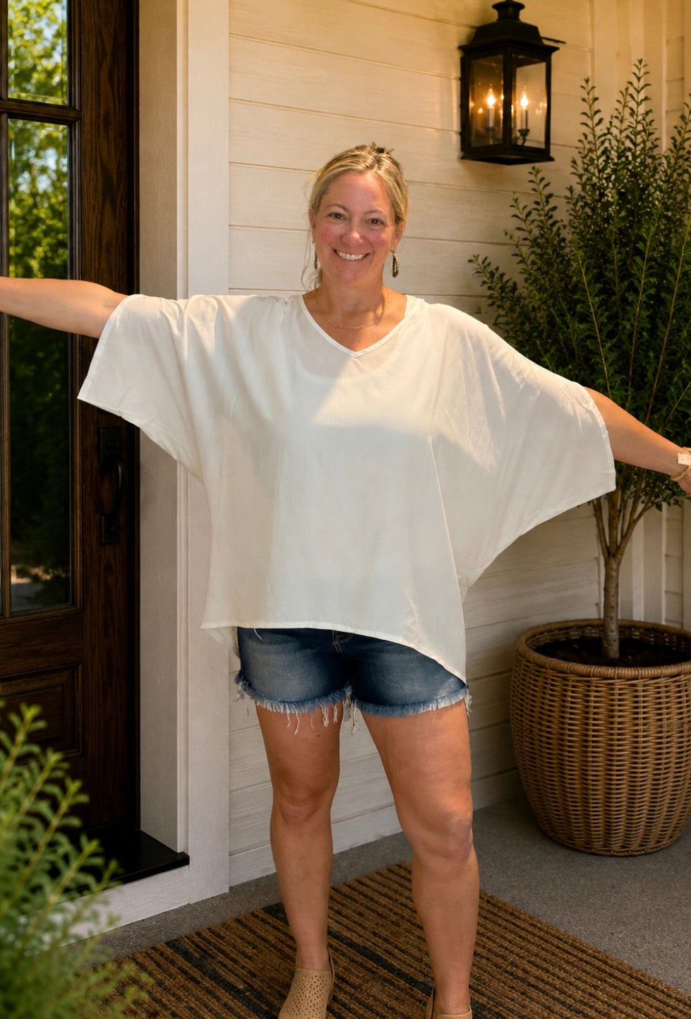 V Neck Batwing Shirt