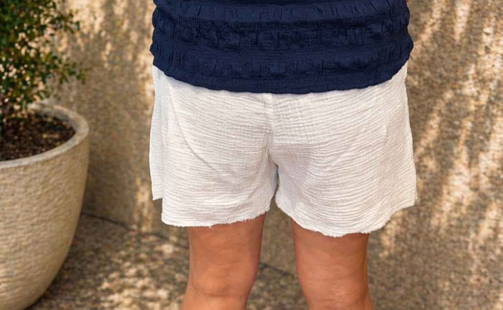White Drawstring Short
