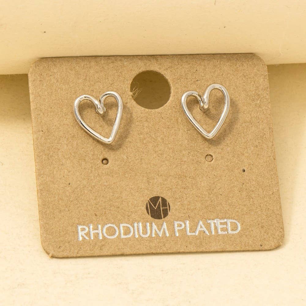 Gold Dipped Wire Heart Stud Earrings