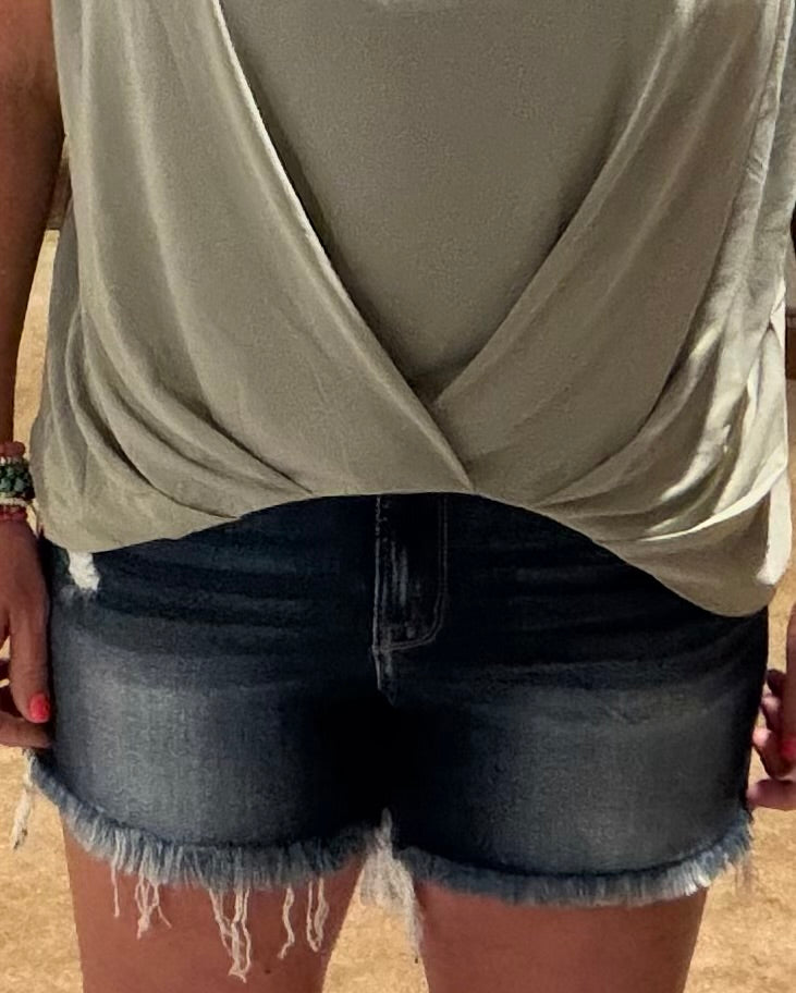 Olive Pleated Top