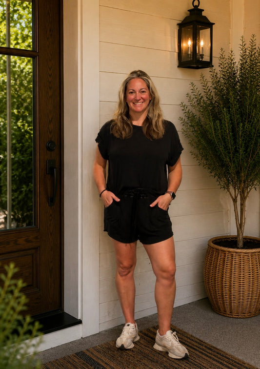 MINERAL WASHED TOP AND SHORTS SET