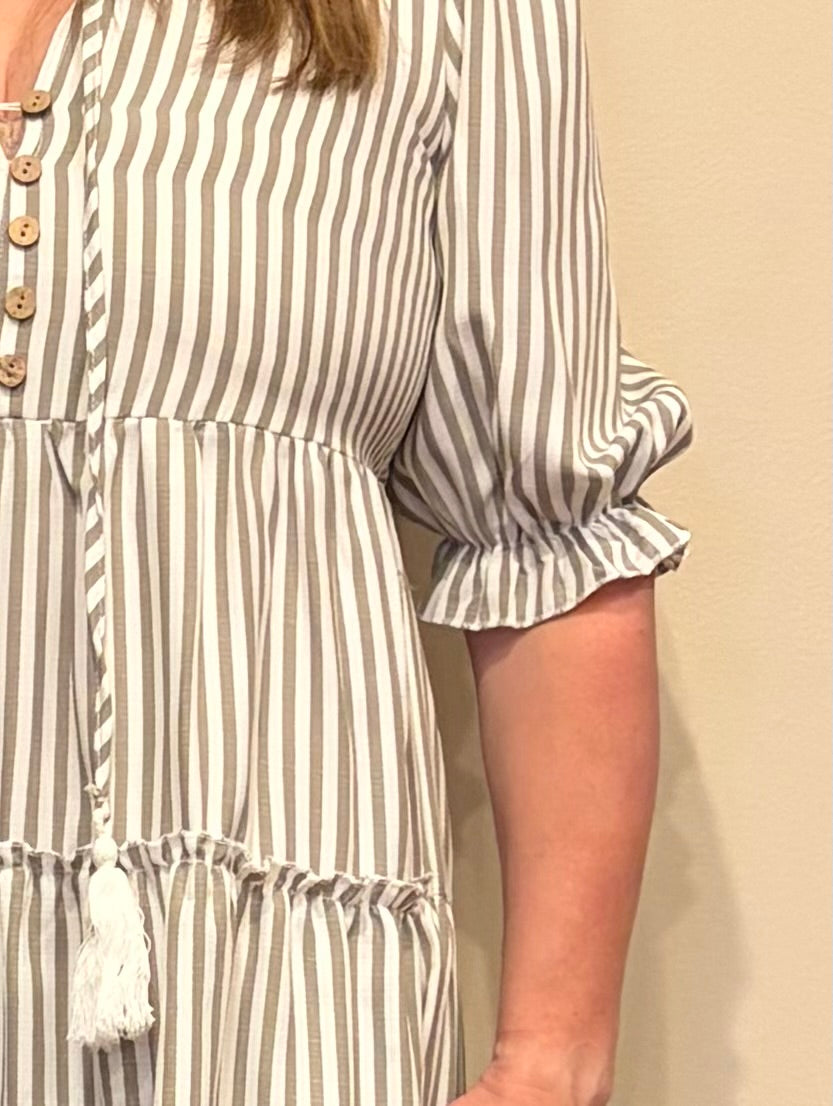 Stripe V Neck Dress