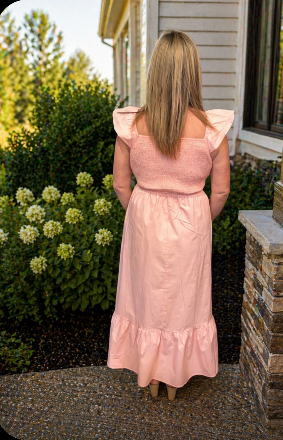 V Neck Flutter Sleeve Maxi Dress