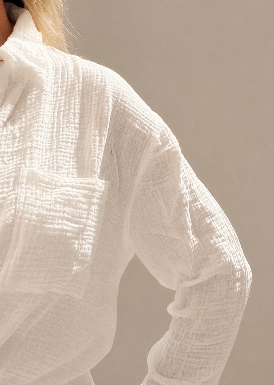 Crinkled Gauze Button Down Shirt