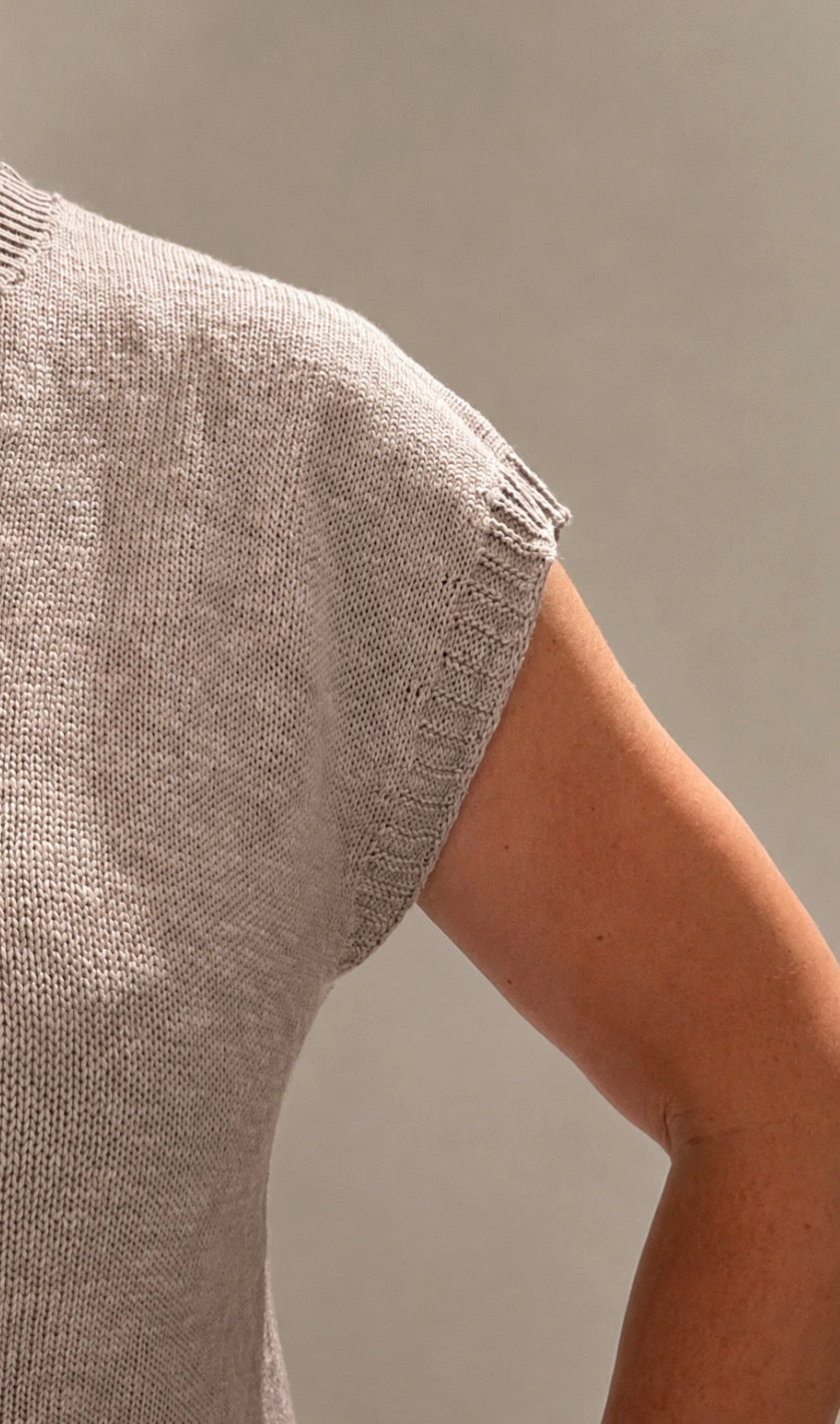 Sleeveless Ribbed Knit Mock Crew Neck