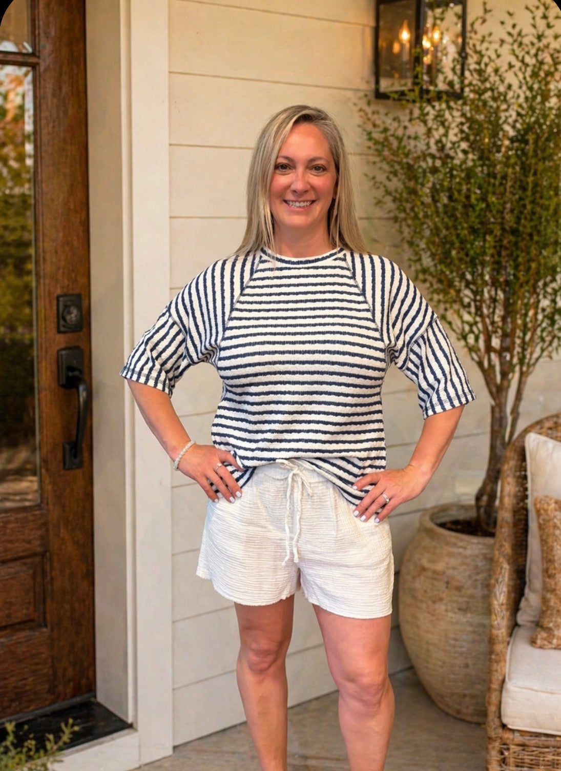 Stripe Textured Knit Top