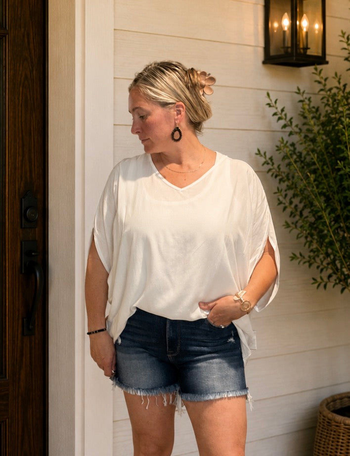 V Neck Batwing Shirt