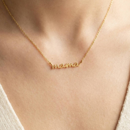 Gold Dipped Dainty Mama Pendant Necklace