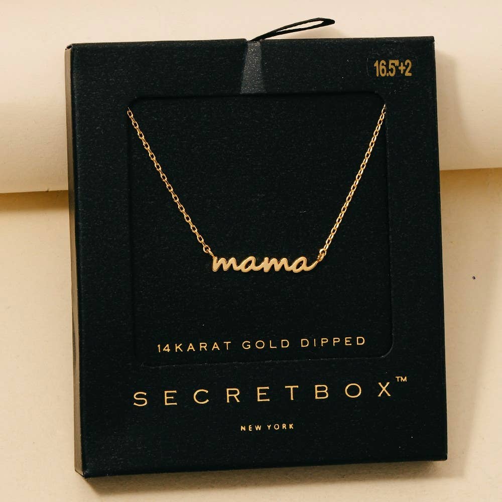Gold Dipped Dainty Mama Pendant Necklace